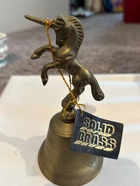 Vintage Unicorn Bell - Solid Brass - MCM Decor
